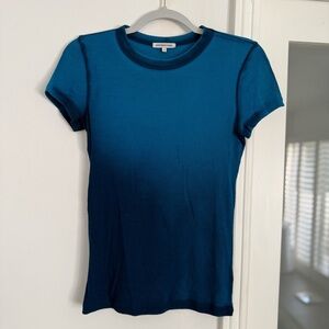 Cotton Citizen Teal to Navy Ombre Ribbed Short Sleeve Tee